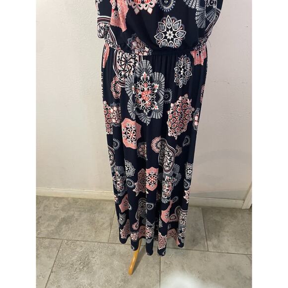 Robbie Bee Women's Printed Halter Maxi Dress Sz L ,Floral Navy Summer Boho Chic - Picture 11 of 11